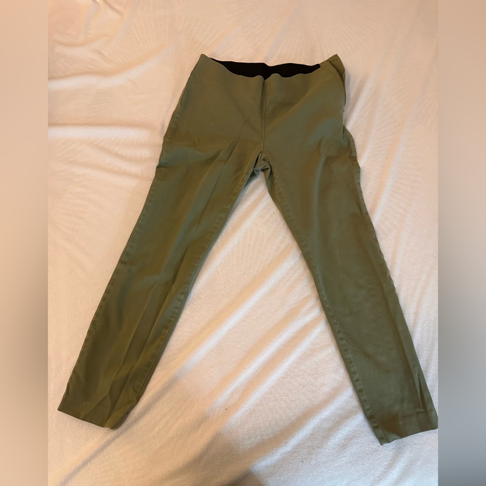 Army green calve length pants
